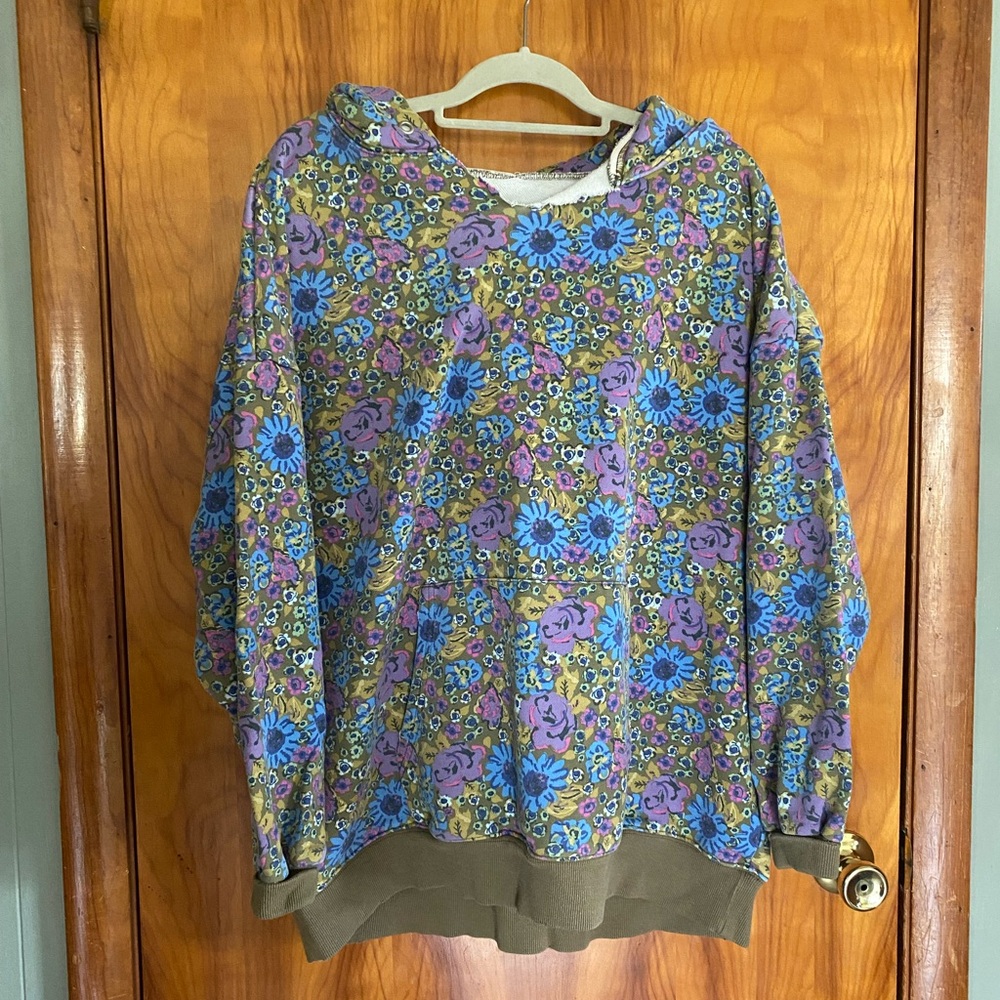NATURAL LIFE Floral Oversized Sweatshirt - Purple, Blue & Olive - Picture 2 of 5